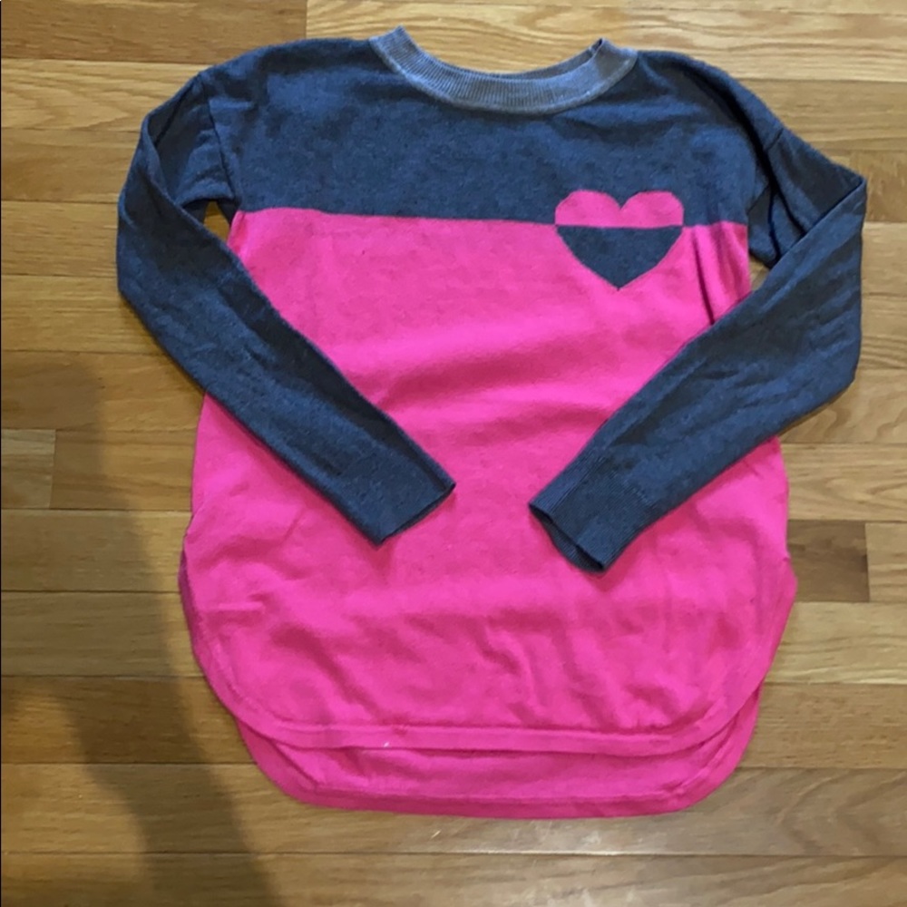 Gap Gray and Pink Gap heart sweater